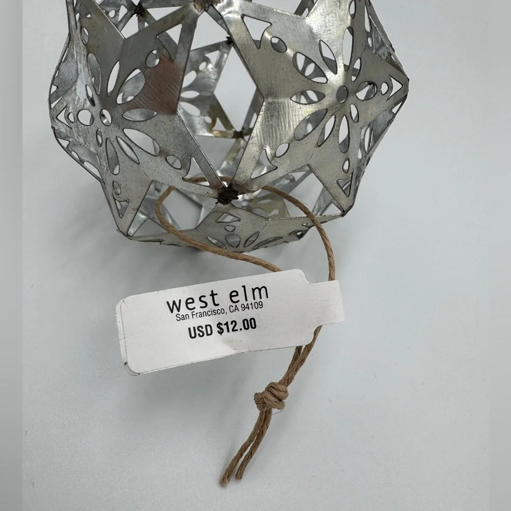 NWT *Set of 12* West Elm Galvanized Metal Geometric Ball Ornament